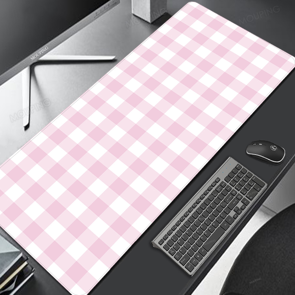 Pc Gaming Pink - 핑크 격자 마우스 패드 카와이 귀여운