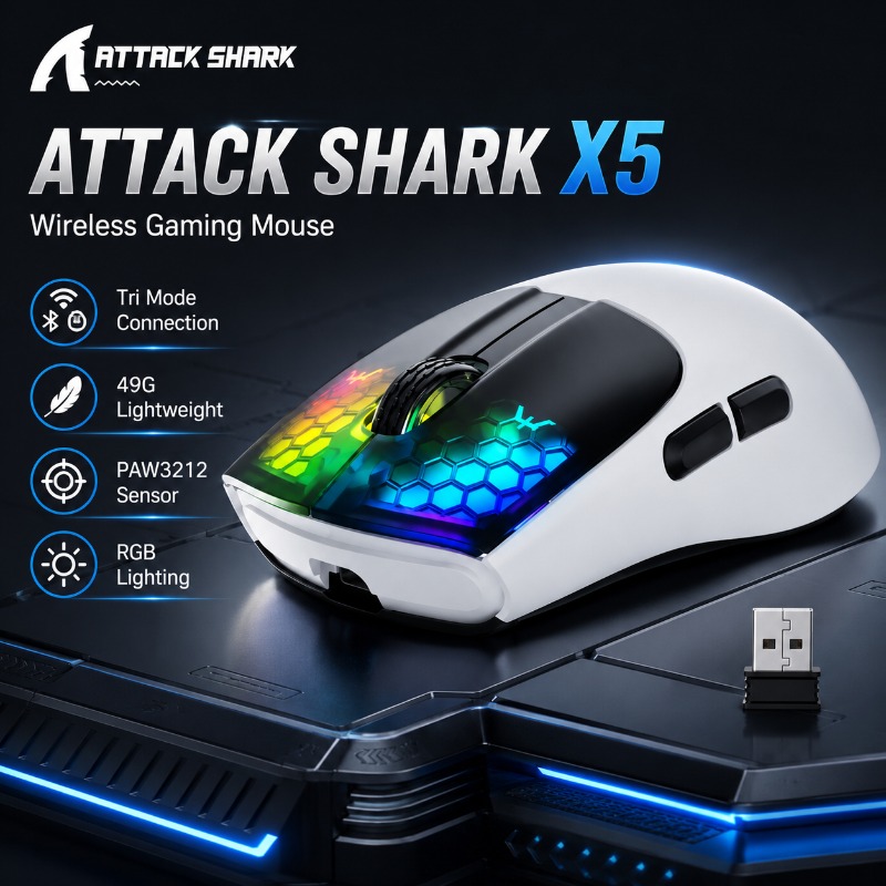 Pc Gaming X3D - 어택 샤크 X5 무선 게이밍 마우스