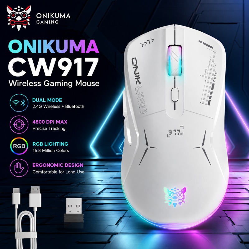 Pc Gaming X3D - ONIKUMA CW917 무선/유선 게이밍 마우스 듀얼