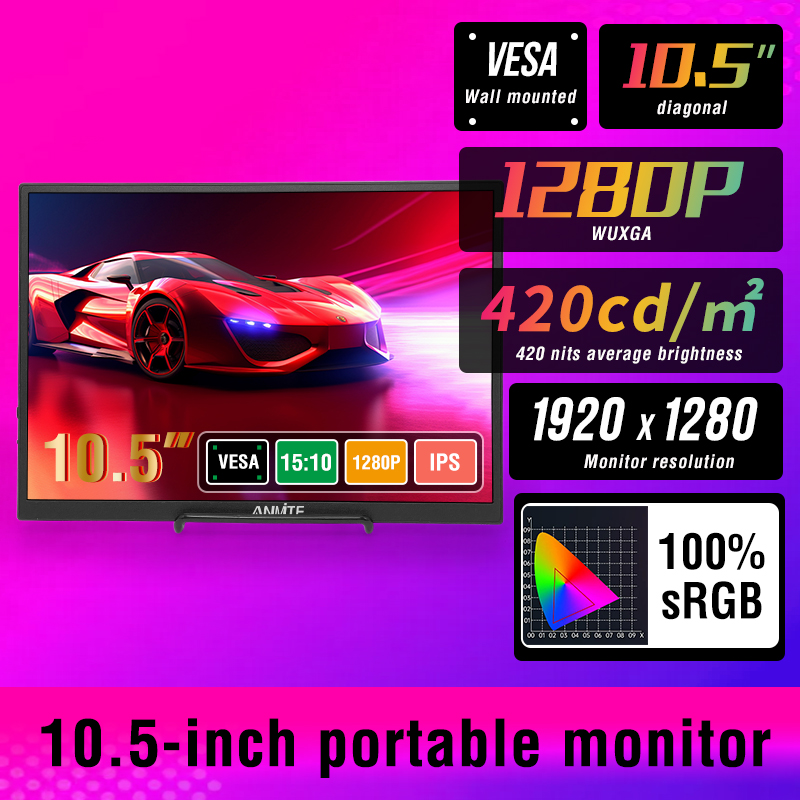 Pc Gaming Gigabyte - Anmite 10.5인치 휴대용 모니터 1280P HDR
