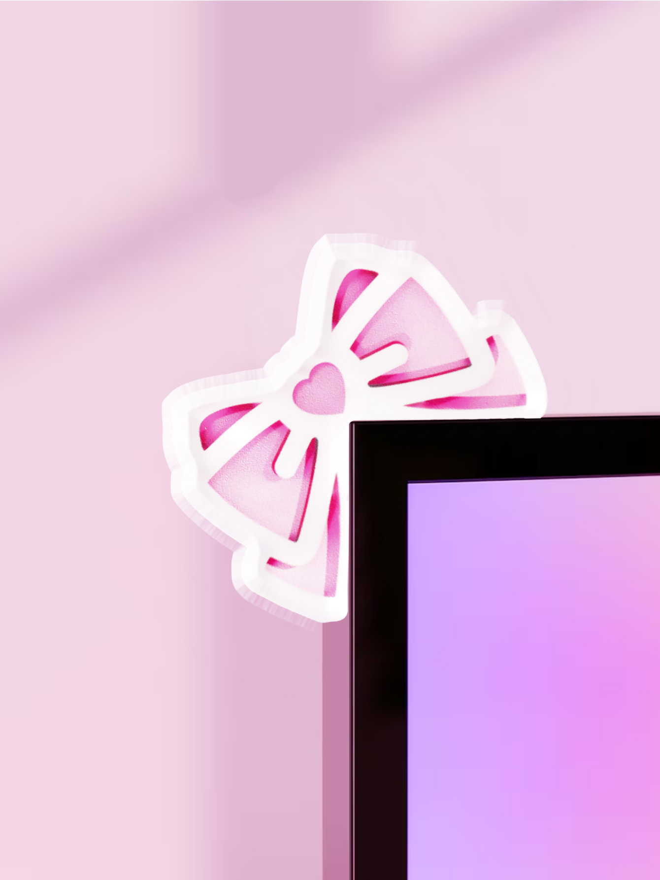 Pc Gaming Pink - 귀여운 리본 모니터 장식 핑크 아크릴