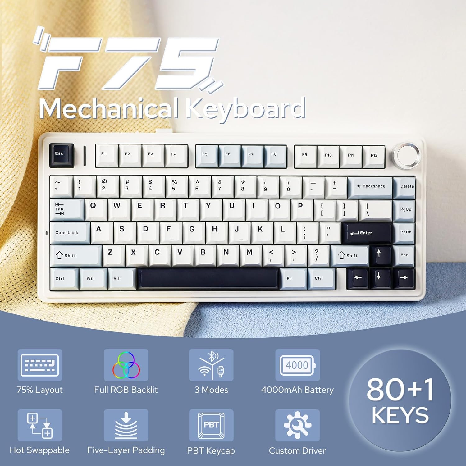아울라 F75 기계식 키보드 75% 무선 핫스왑 블루투 - Pc Gaming Gigabyte 리뷰 및 가격