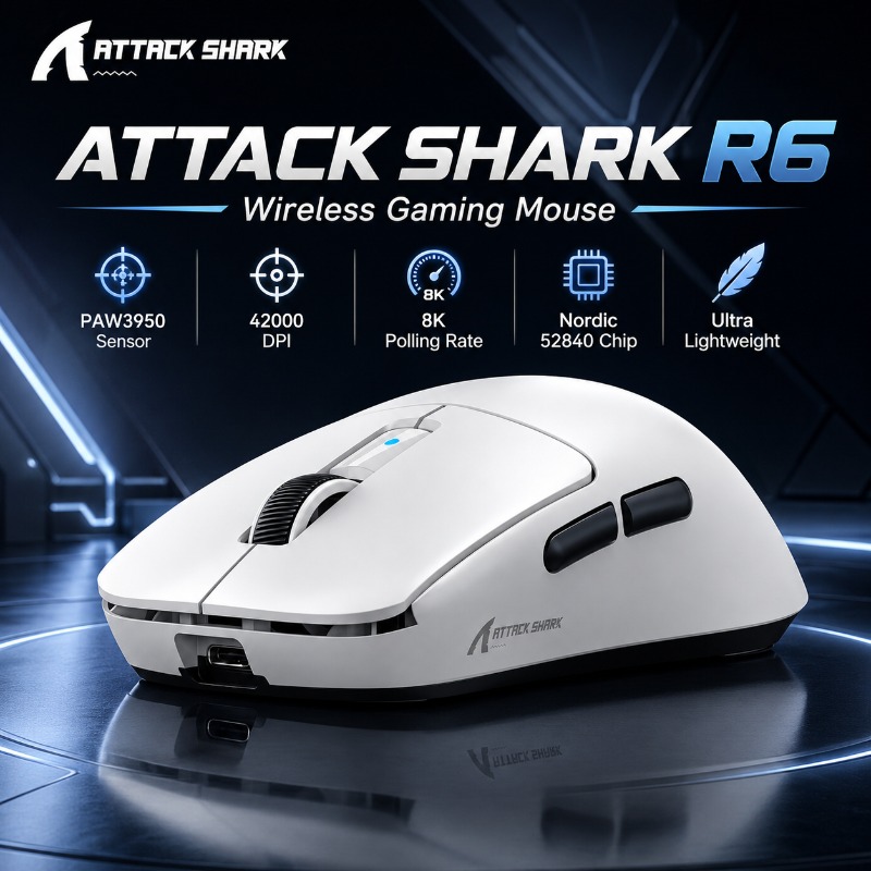 ATTACK SHARK R6 인체공학적 무선 게이밍 마 - Pc Gaming X3D 리뷰 및 가격