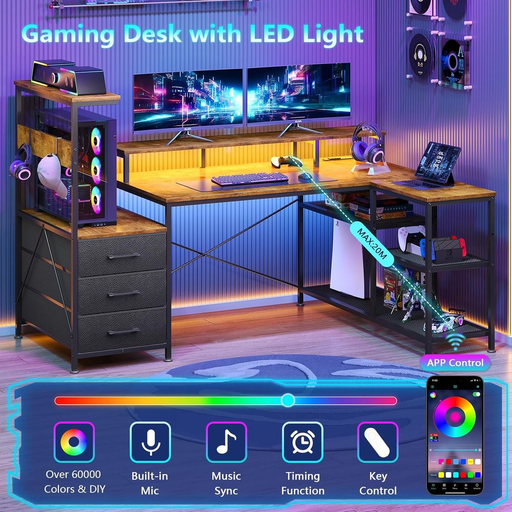 서랍, 수납공간, 전원 콘센트, LED 조명, 모니터  - Monitor Stand 리뷰 및 가격