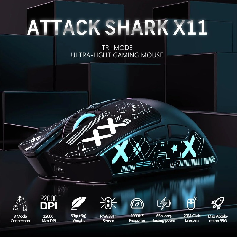 ATTACK SHARK X11 무선 게이밍 마우스 49 - Pc Gaming X3D 리뷰 및 가격