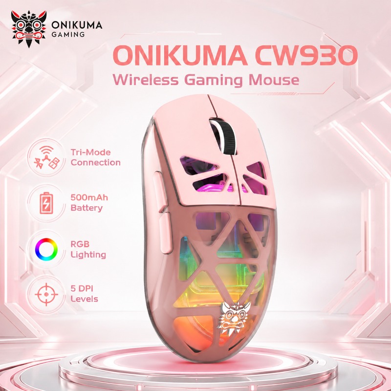 ONIKUMA CW930 무선 투명 핑크 게이밍 마우스 - Pc Gaming X3D 리뷰 및 가격
