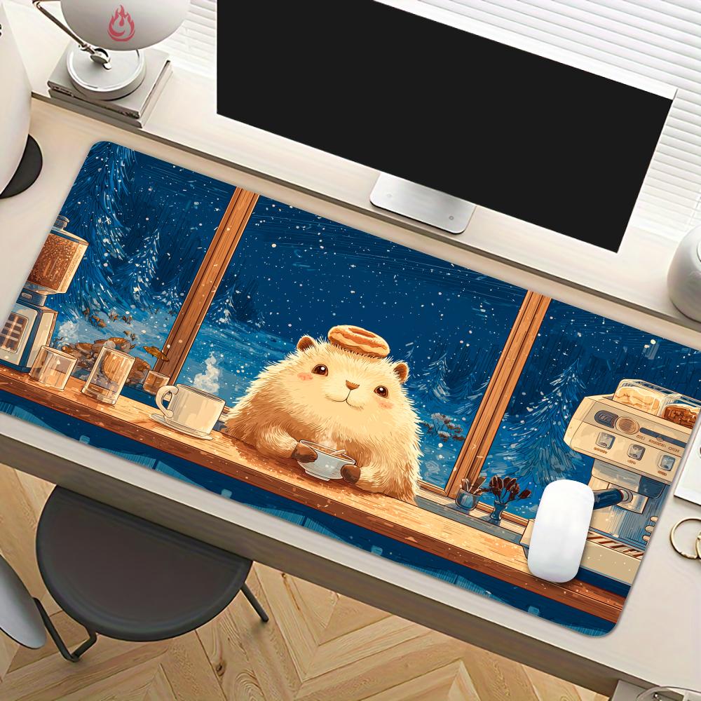 겨울 카페와 카피바라 마우스 패드 데스크 매트 대형 컴 - Pc Gaming Cafe 리뷰 및 가격