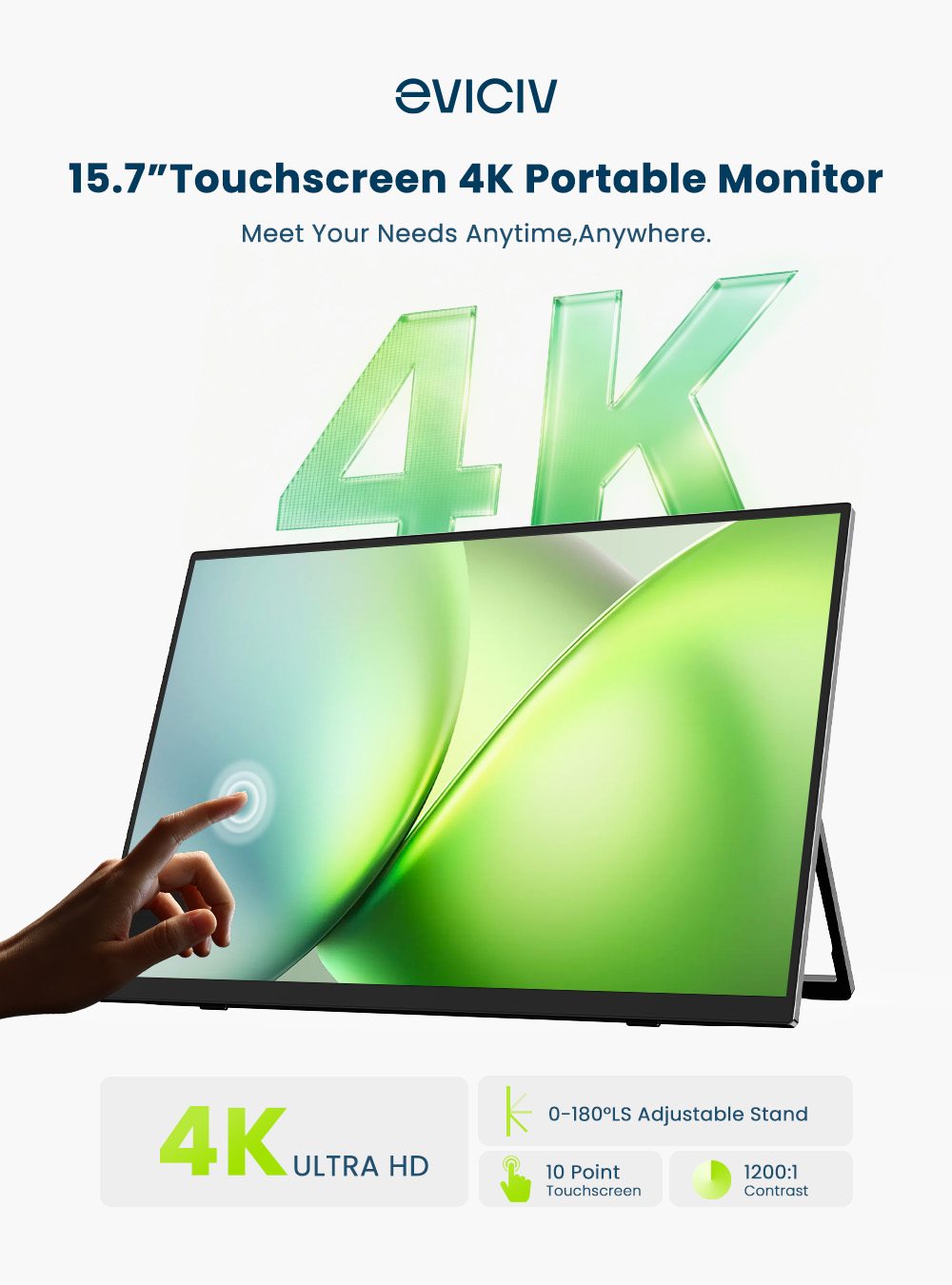 EVICIV 4K 휴대용 모니터 10포인트 터치 스크린 - Pc Gaming Gigabyte 리뷰 및 가격